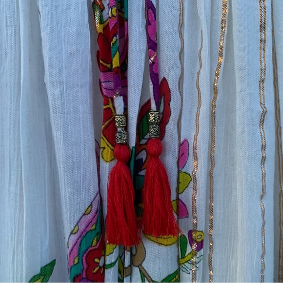 Me 2 Magic Ruffled Tiered Maxi Sundress Metallic Striped Size Large Red / Green - Picture 6 of 16